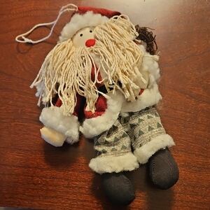 Vintage Plush Santa Ornament Hand Made